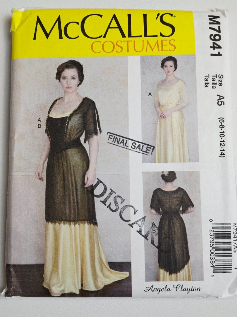 McCall's 7941 Sz 6-14 Edwardian Titanic Historical Gown Dress Pattern Uncut